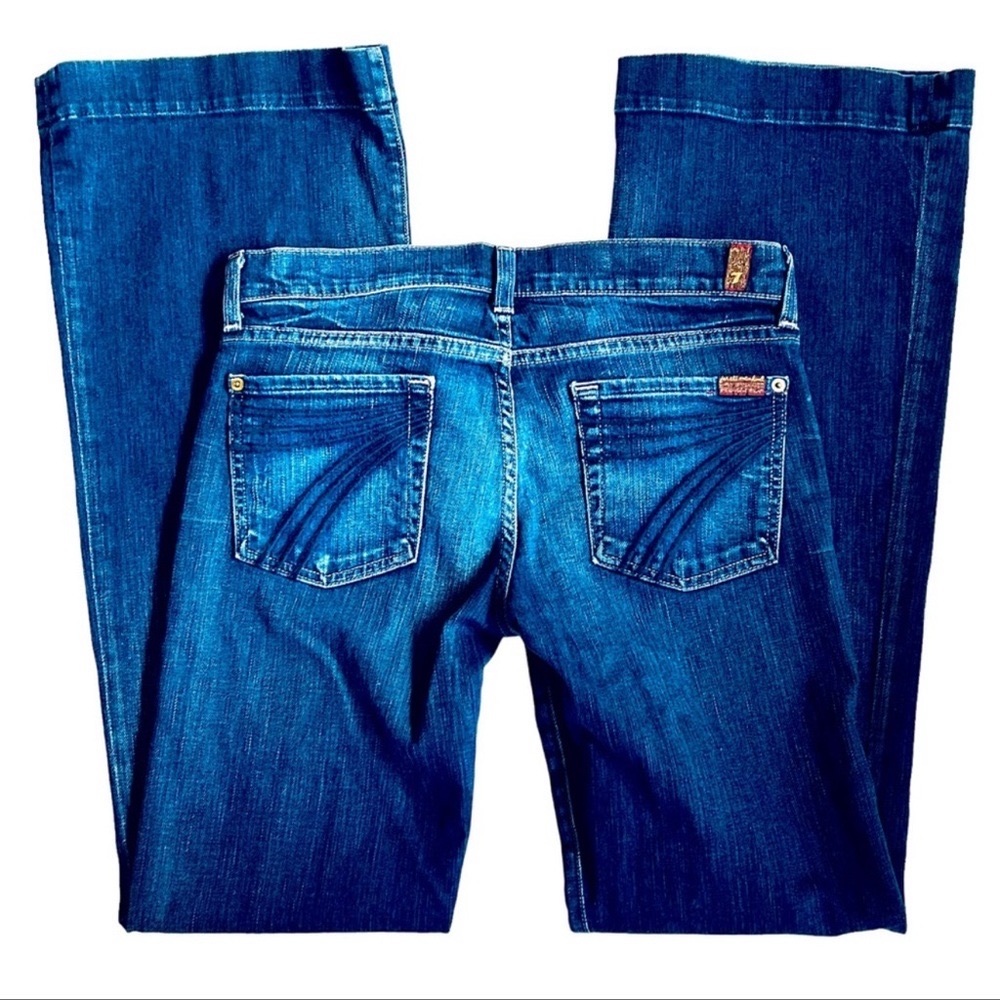 7 For All Mankind Dojo Stretch Flare Medium Wash Denim Jeans 29
